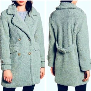 Woven Heart Faux Shearling Mind Coat- Like New!